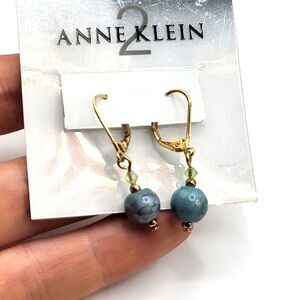 Anne Klein 2 Floral English Hook Earrings 1.25  in